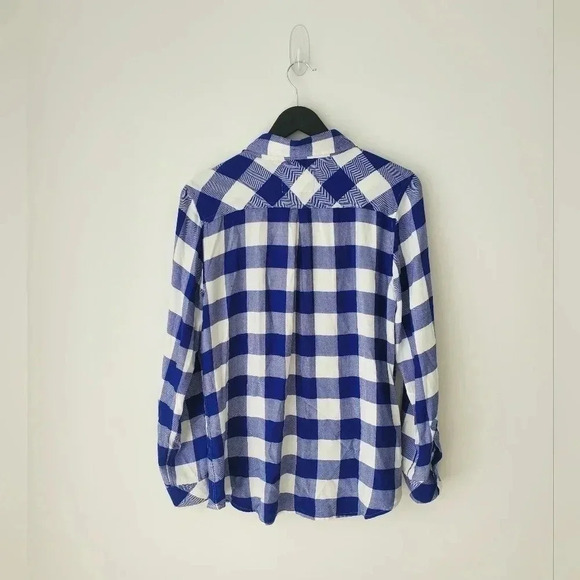 Rails Hunter Size S Button Front Collared Blouse Blue White Buffalo Che… - Picture 8 of 9
